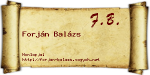 Forján Balázs névjegykártya