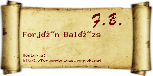 Forján Balázs névjegykártya